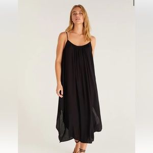 Z SUPPLY tiana crinkle midi dress in black.  Worn once